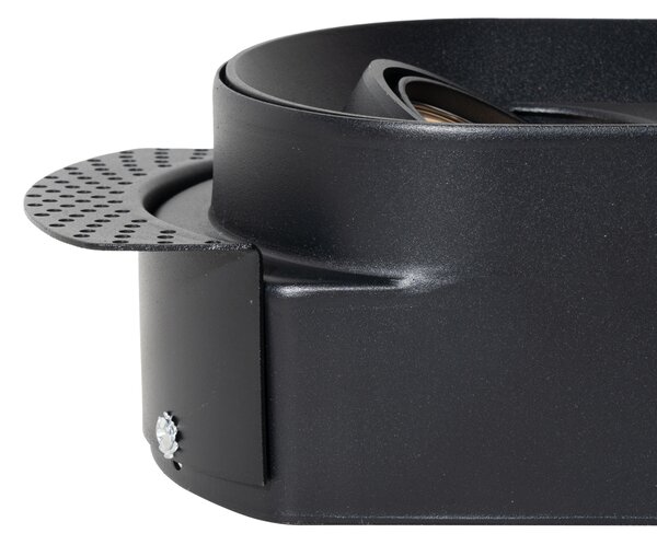 Set de 6 spoturi încastrate rotunjite negre GU10 50mm cu 2 lumini - Hubs