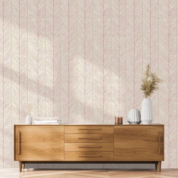 Fototapet model chevron roz delicat