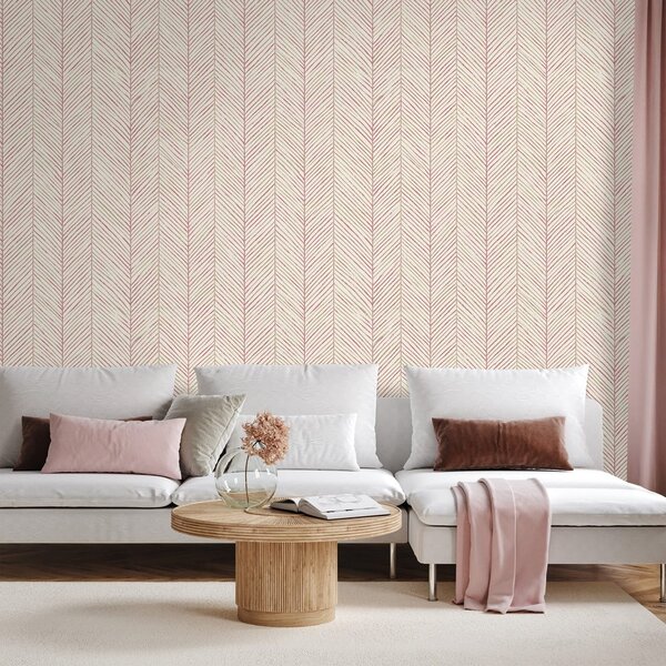 Fototapet model chevron roz delicat