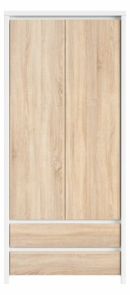 Dulap Nolroma 117, Alb, Stejar Sonoma, 201x90x56cm, 72.4 kg, Uși dulap: Cu balamale