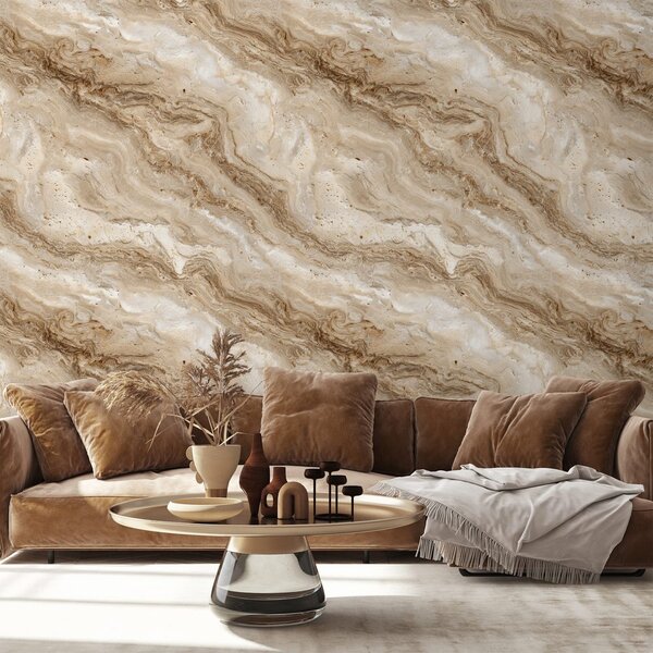 Tapet model marmorat bej natural