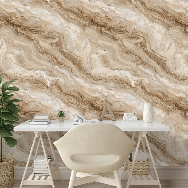 Tapet model marmorat bej natural