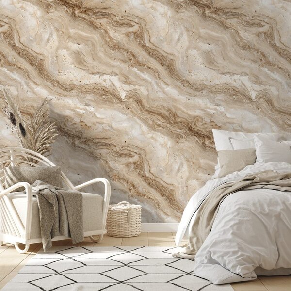 Tapet model marmorat bej natural