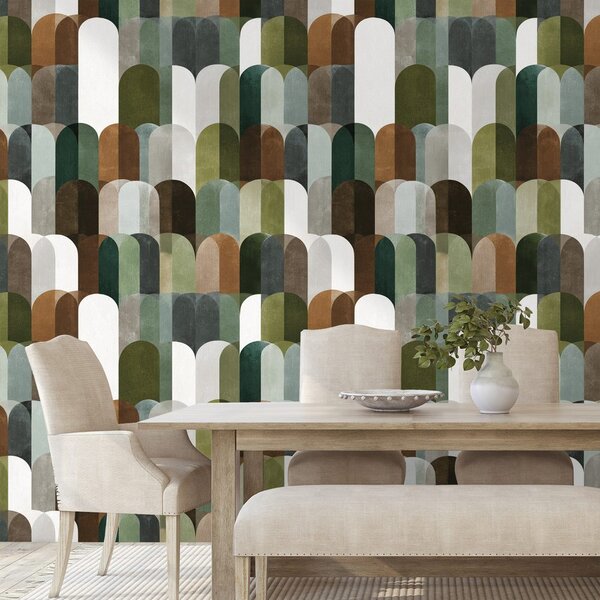 Fototapet modele arcuite verde-maro