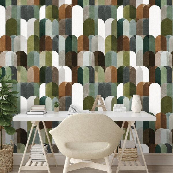 Fototapet modele arcuite verde-maro