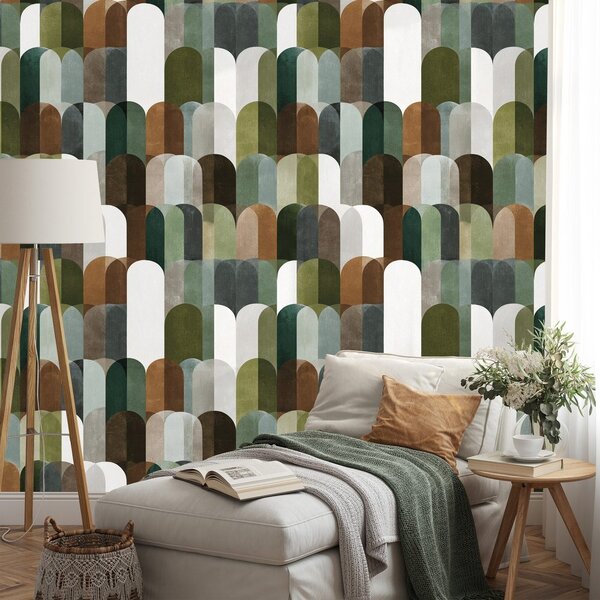 Fototapet modele arcuite verde-maro