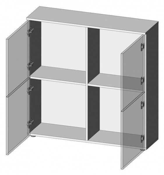 Bufet Houston 273, Alb lucios, Mat alb, MDF, 100x100x29cm, 32 kg