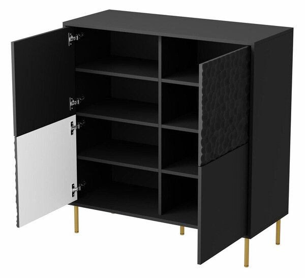 Set de living Ciretre 105, Negru, Auriu, PAL laminat, MDF