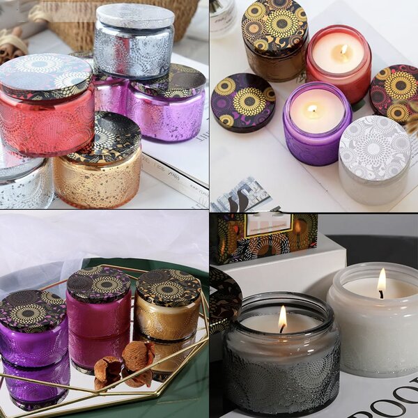 Set 6 lumanari parfumate Pufo Luxury in boluri elegante de sticla cu capac