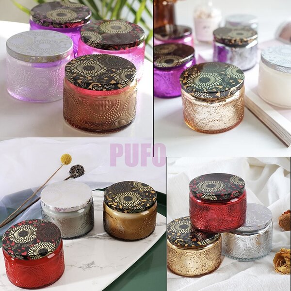 Set 6 lumanari parfumate Pufo Luxury in boluri elegante de sticla cu capac