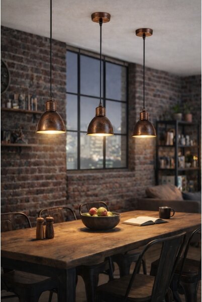 Brilagi - Lustră LED RIDDY pe cablu, 1xE27/60W/230V, cupru/patină