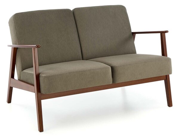 Canapea Houston 2144, Numărul de locuri: 2, Nuc închis, Măslin deschis, 120x77x77cm, 24.5 kg, Tapiterie, Picioare: Lemn, Lemn: Fag