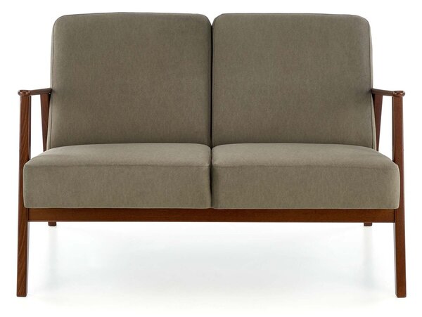 Canapea Houston 2144, Numărul de locuri: 2, Nuc închis, Măslin deschis, 120x77x77cm, 24.5 kg, Tapiterie, Picioare: Lemn, Lemn: Fag