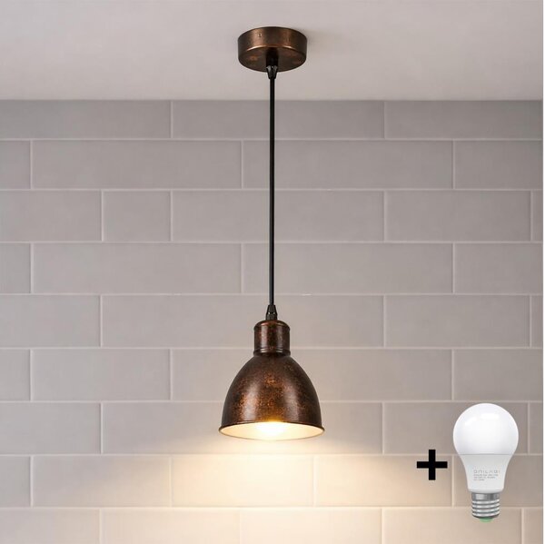 Brilagi - Lustră LED RIDDY pe cablu, 1xE27/60W/230V, cupru/patină