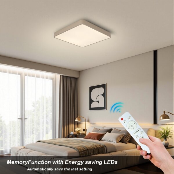 Brilagi-LED Plafonieră LED POOL, 36W, 230V, 3000-6000K, 40x40 cm, bej, cu dimmer și telecomandă