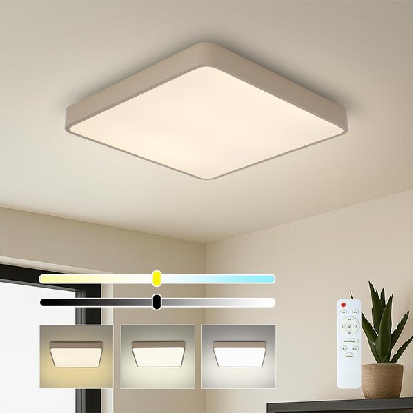 Brilagi-LED Plafonieră LED POOL, 36W, 230V, 3000-6000K, 40x40 cm, bej, cu dimmer și telecomandă