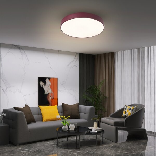 Brilagi-LED Plafonieră LED POOL, dimmabilă, 48W/230V, 3000-6000K, 40 cm, burgund + telecomandă