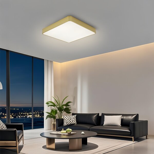 Brilagi-LED Plafonieră reglabilă POOL LED 36W, 230V, 3000-6000K, 40x40 cm, auriu + telecomandă