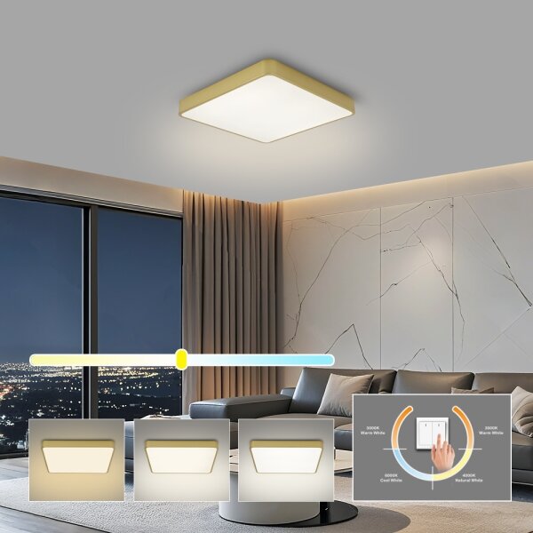 Brilagi - Plafonieră LED POOL, 36W, 230V, 3000/4000/6000K, 40x40 cm, auriu