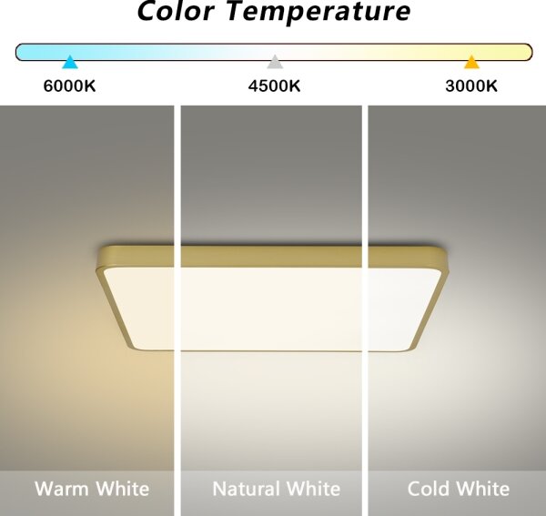 Brilagi-LED Plafonieră reglabilă POOL LED 36W, 230V, 3000-6000K, 40x40 cm, auriu + telecomandă