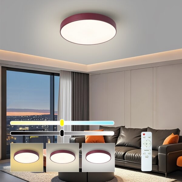 Brilagi-LED Plafonieră LED POOL, dimmabilă, 48W/230V, 3000-6000K, 40 cm, burgund + telecomandă