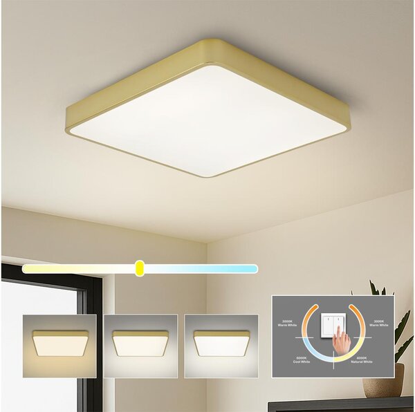 Brilagi - Plafonieră LED POOL, 48 W, 230 V, 3000/4000/6000 K, 50 x 50 cm, aurie