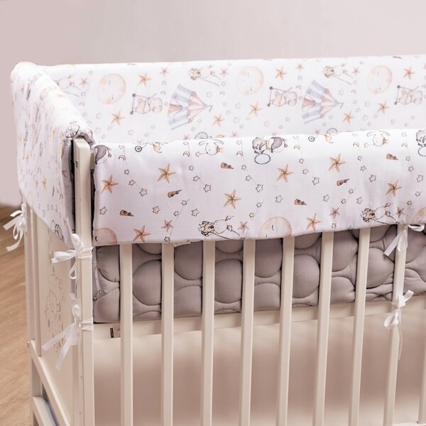 Lenjerie patut Maxi cu aparatori laterale matlasate pentru pat 120x60 cm Kidizi Circus