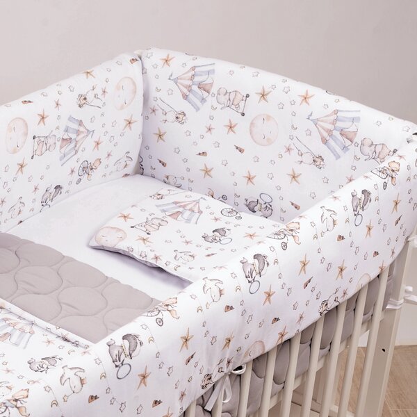 Lenjerie patut Maxi cu aparatori laterale matlasate pentru pat 120x60 cm Kidizi Circus