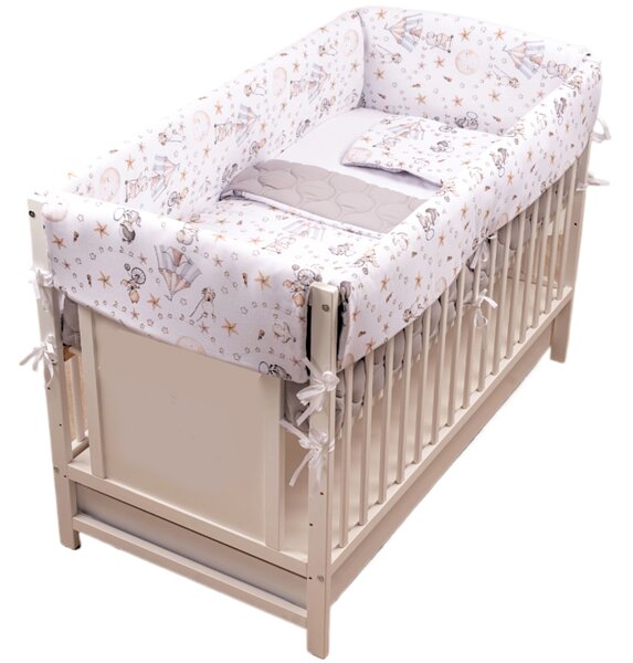 Lenjerie patut Maxi cu aparatori laterale matlasate pentru pat 120x60 cm Kidizi Circus