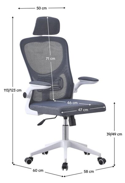Scaun de birou Matago (Gri + Alb) . 1097086