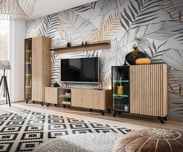 Mobilier living Lyran (hikora jackson + negru (cu iluminat LED). 1097694