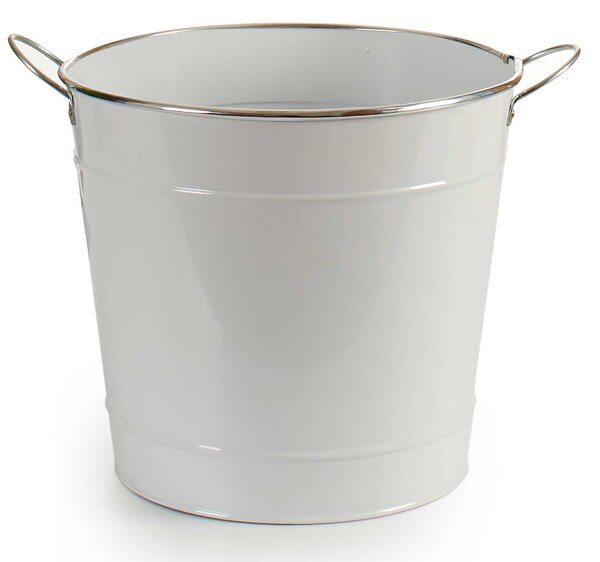 Husa ghiveci tip galeata, zinc, alb