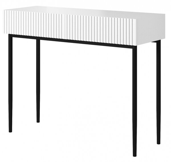 Masa de toaletă cu sertare Nicole 100 cm - alb mat / picioare negre