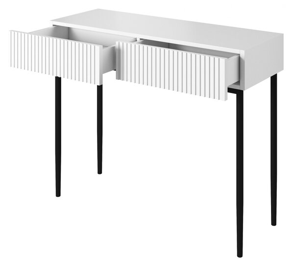 Consolă cu sertare Nicole 100 cm - alb mat / picioare negre