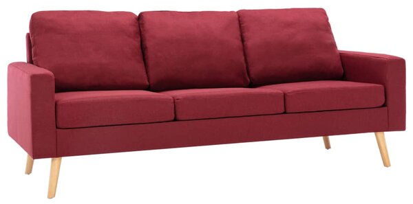 Canapea cu 3 locuri, roșu vin, material textil