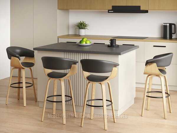 Scaun bar Elynah 65 (negru + stejar). Promo -21%. 1136382