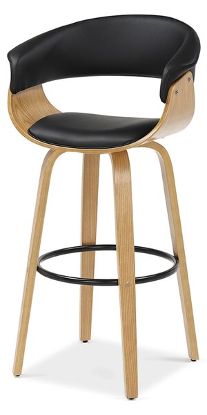 Scaun bar Elynah 75 (negru + stejar). Promo -22%. 1136383