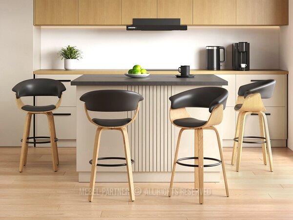 Scaun bar Elynah 65 (negru + stejar). Promo -21%. 1136382