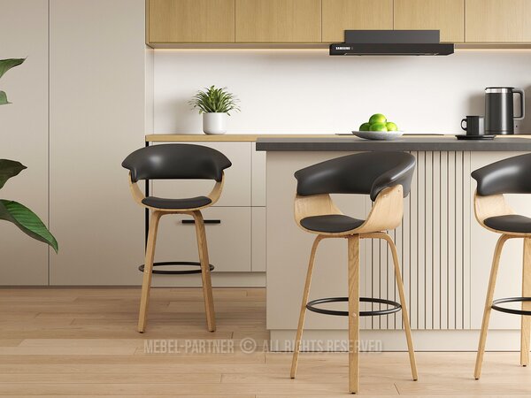 Scaun bar Elynah 65 (negru + stejar). Promo -21%. 1136382
