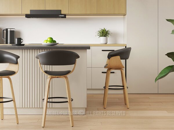 Scaun bar Elynah 65 (negru + stejar). Promo -21%. 1136382