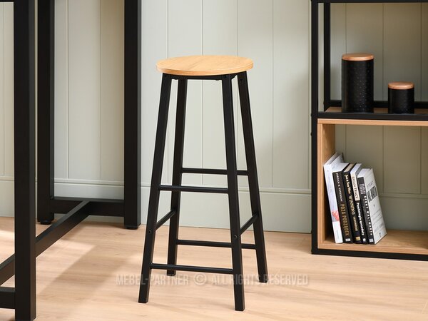 Scaun bar Fukando (stejar + negru). Promo -22%. 1136387