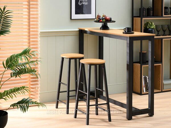 Scaun bar Fukando (stejar + negru). Promo -22%. 1136387