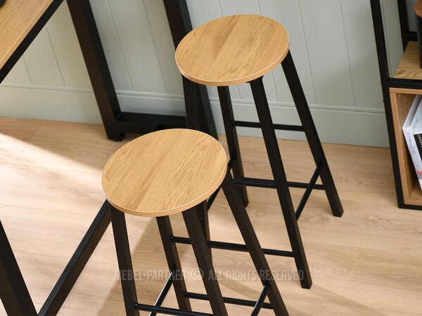 Scaun bar Fukando (stejar + negru). Promo -22%. 1136387