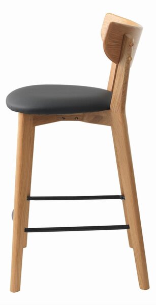 Scaun de bar Pero cu piele sintetică, stejar natural