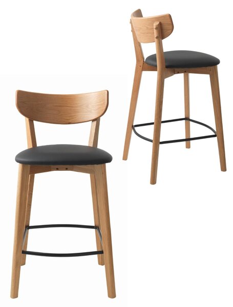 Scaun de bar Pero cu piele sintetică, stejar natural