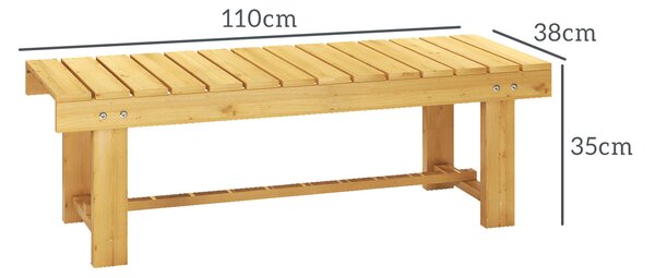 Outsunny Banca de Exterior Impermeabila 2 Locuri din Lemn de Brad 110x38x35cm