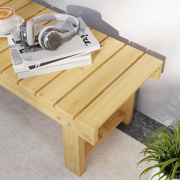 Outsunny Banca de Exterior Impermeabila 2 Locuri din Lemn de Brad 110x38x35cm