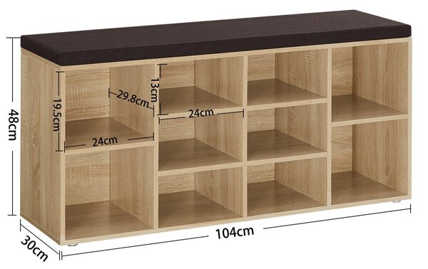 Pantofar cu bancuta si sezut maro WESO SONOMA 104x30x48 cm