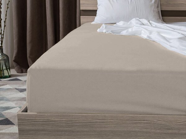 Cearsaf jersey de culoare nisipie 90 x 200 cm