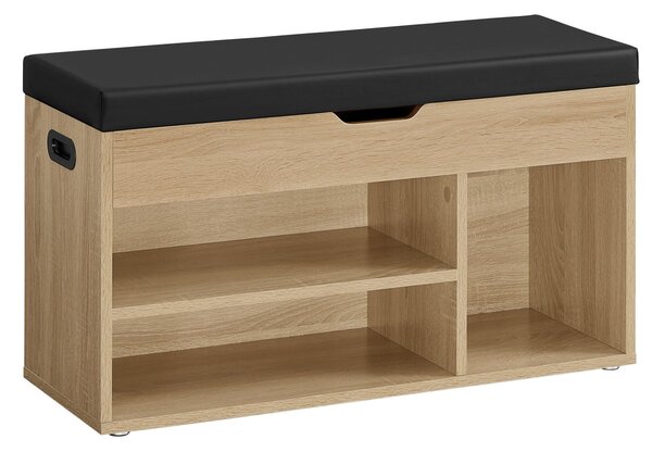Banca pentru pantofi cu sezut din piele ecologica neagra WESO SONOMA 80x30x44 cm